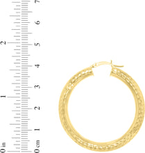 Load image into Gallery viewer, 10k Yellow Gold 5mm Diamond Cut Round Tube Hoop Earrings
