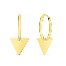 Load image into Gallery viewer, 14k Yellow Gold 22mm Dangle Triangle Huggie Earrings
