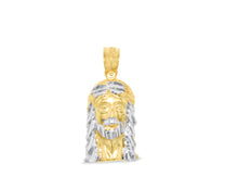 Load image into Gallery viewer, 10k Yellow Gold Face of Jesus Christ Two-Tone Religious Pendant
