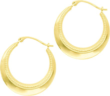 Load image into Gallery viewer, 14k Yellow Gold 30mm Bead Detail Back to Back Hoop Earrings
