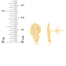 Load image into Gallery viewer, 10k Yellow Gold CZ Solid Nugget Earrings
