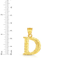 Load image into Gallery viewer, 10k Yellow Gold 1 Inch Extra Large Textured Letter Pendant A-Z Alphabet Pendant with Optional Rope Chain Necklace
