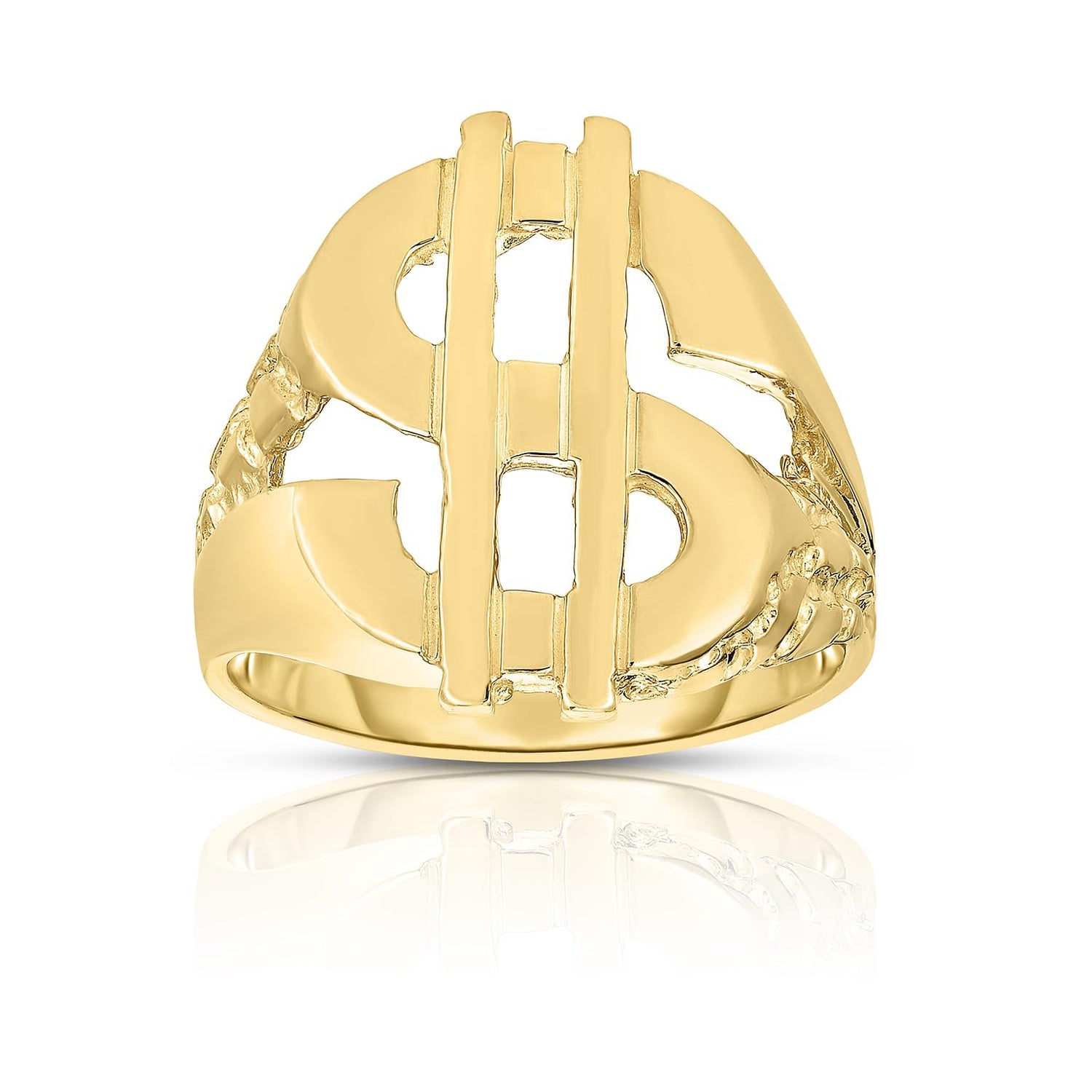 10k Yellow Gold Dollar Sign Nugget Ring