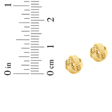 Load image into Gallery viewer, 14k Yellow Gold 7mm Polished &amp; Diamond Cut Love Knot Stud Earrings
