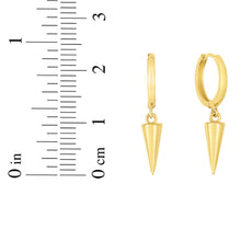 Load image into Gallery viewer, 14k Yellow Gold 10mm Dangling Spike Drop Hoop Earrings
