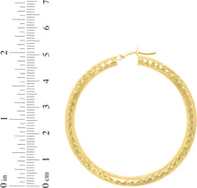 Load image into Gallery viewer, 10k Yellow Gold 4mm Diamond Cut Round Tube Hoop Earrings
