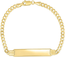 Load image into Gallery viewer, 10k Yellow Gold 5mm Solid Curb Personalized Engraved Name Bar Custom ID Link Bracelet
