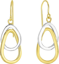 Load image into Gallery viewer, 14k Yellow Gold and White Gold 30mm Interlocked Ovals Drop Earrings
