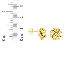 Load image into Gallery viewer, 14k Yellow Gold 11mm Medium Multi-Row Love Knot Stud Earrings
