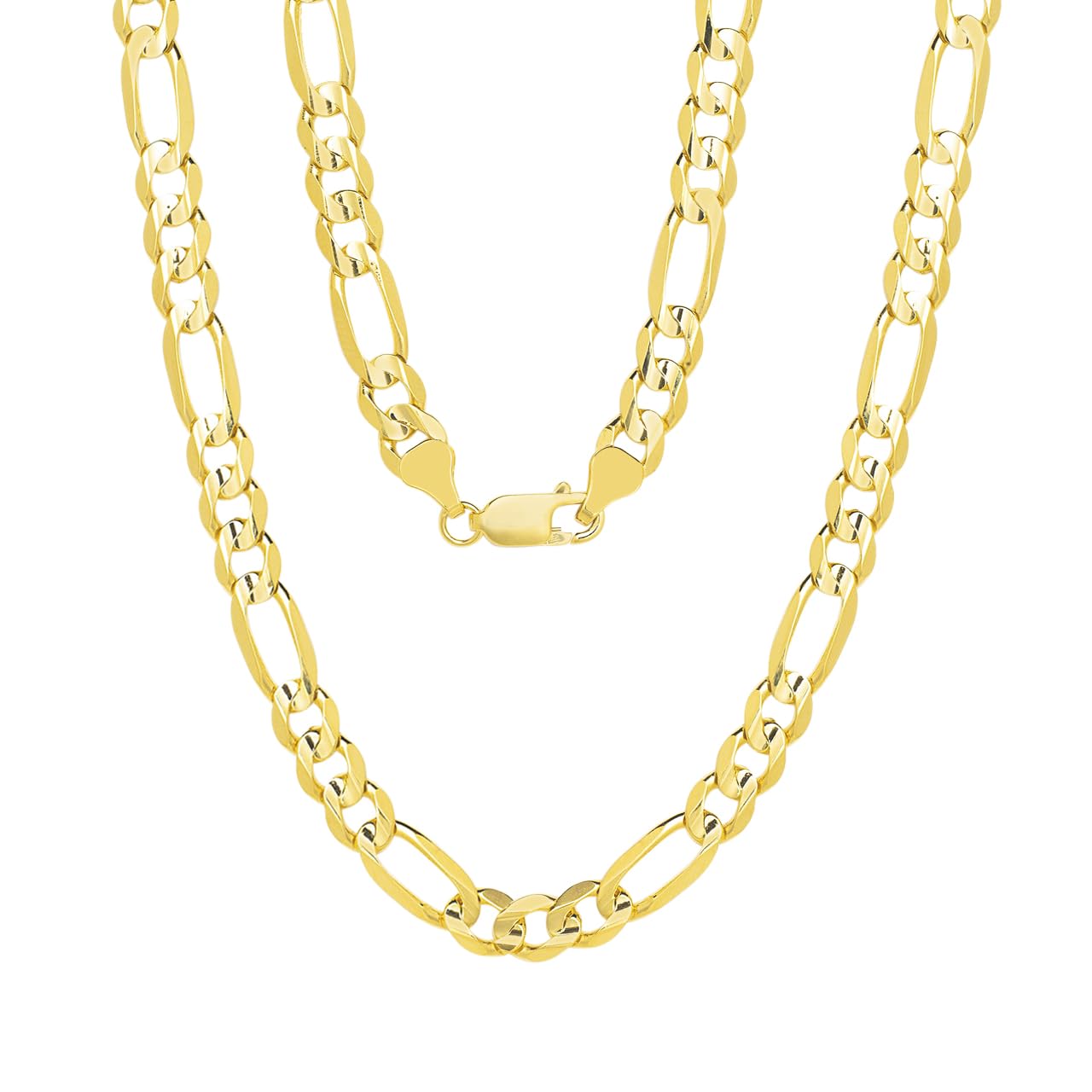 10k Yellow Gold 9mm Solid Clasic Figaro Necklace