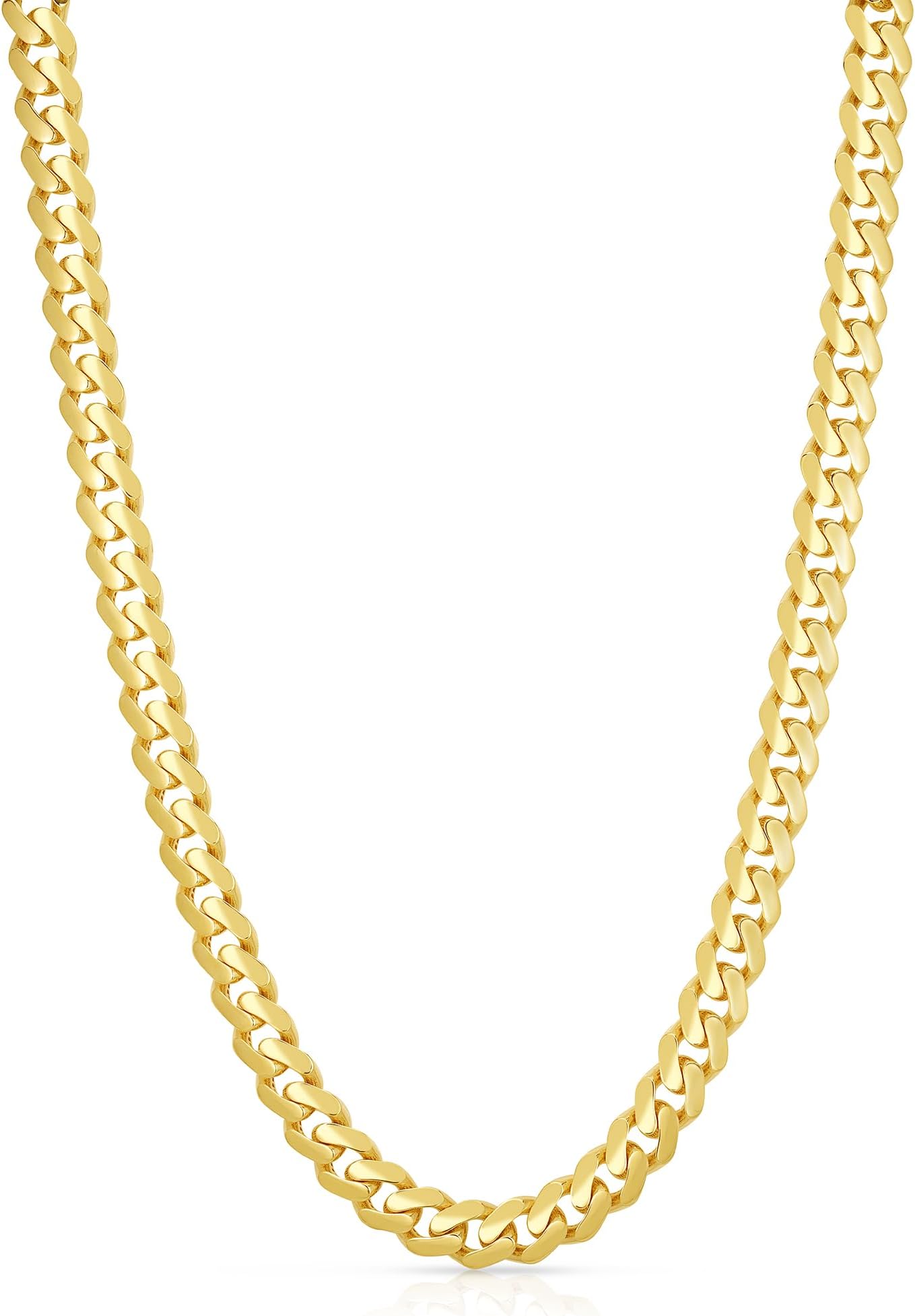 10k Yellow Gold 7mm Lite Monaco Miami Cuban Link Chain Necklace