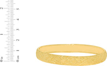 Load image into Gallery viewer, 10k Yellow Gold 8mm Classic Satin Finish Textured Flex Bangle Bracelet
