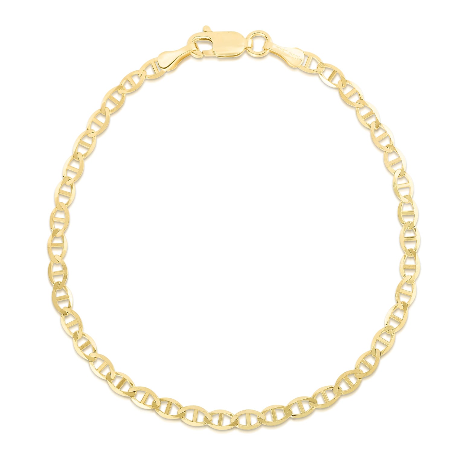 10k Yellow Gold 4mm Solid Mariner Link Chain Bracelet or Anklet