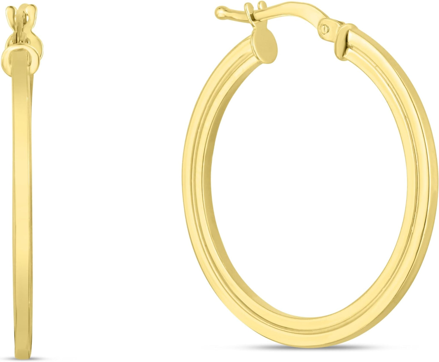 14k Yellow Gold 20mm Round Concentric Hoops Earrings