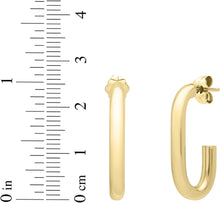 Load image into Gallery viewer, 14k Yellow Gold 27mm High Polish Hoop J Tube Drop Earrings
