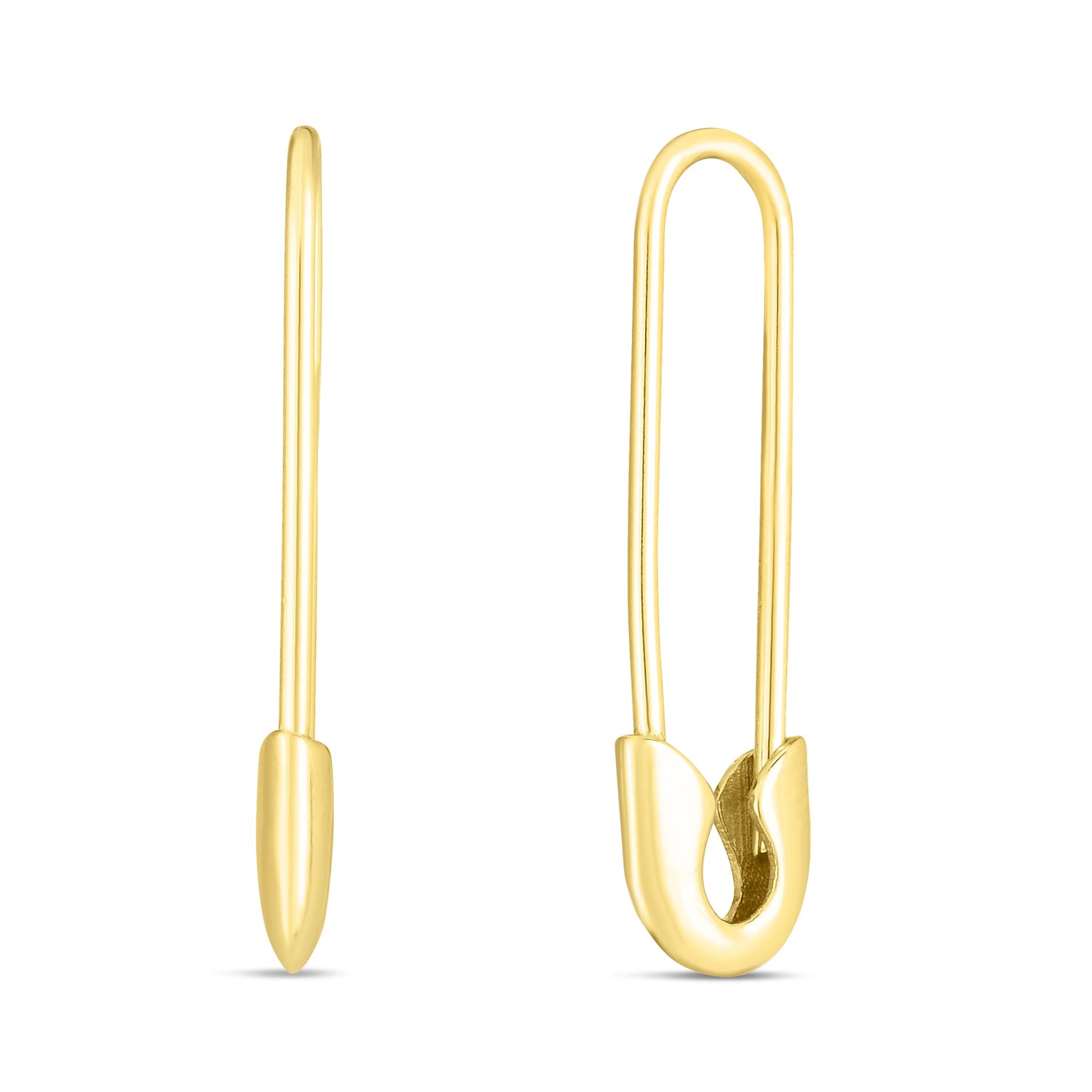 14k Yellow Gold 23mm Safety Pin Earrings