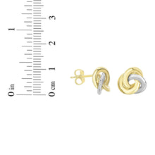 Load image into Gallery viewer, 14k Yellow Gold and White Gold 11mm Polished Love Knot Stud Earrings
