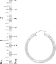 Load image into Gallery viewer, 10k White Gold 4mm Diamond Cut Round Tube Hoop Earrings
