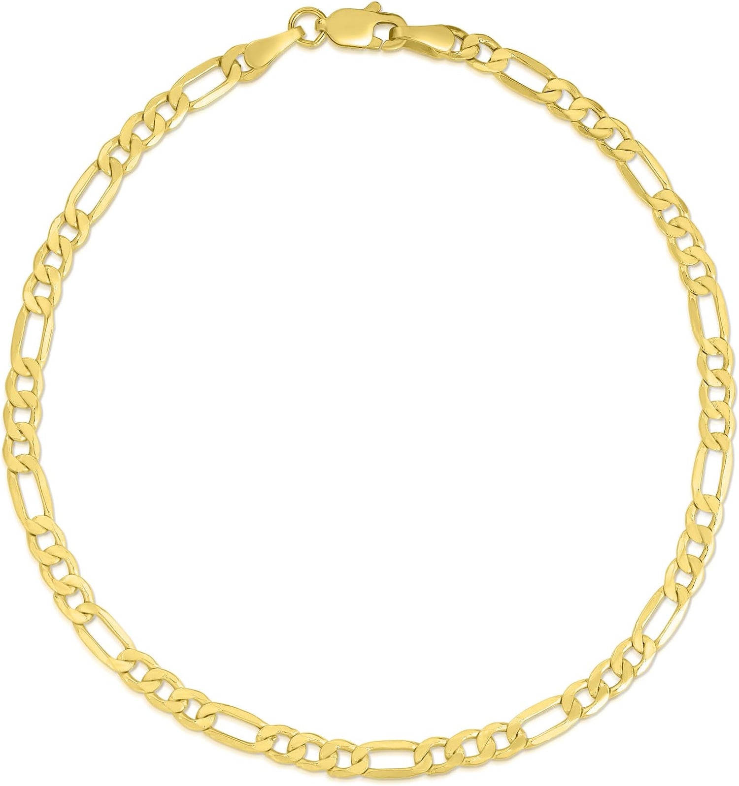 10k Yellow Gold 2.5mm Lite Figaro Chain Link Bracelet or Anklet