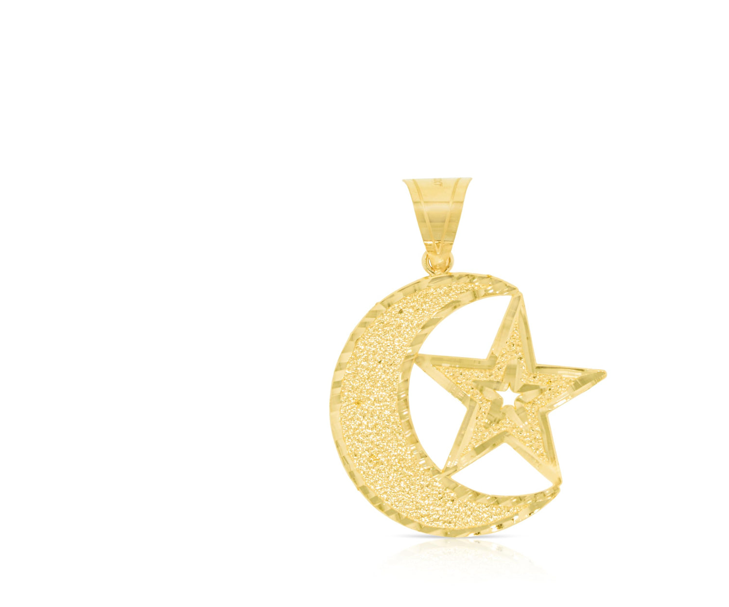 10k Yellow Gold Turkish Star Diamond Cut Religious Pendant