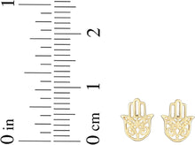 Load image into Gallery viewer, 14k Yellow Gold 8mm Hamsa Stud Earrings
