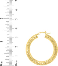 Load image into Gallery viewer, 10k Yellow Gold 5mm Diamond Cut Round Tube Hoop Earrings
