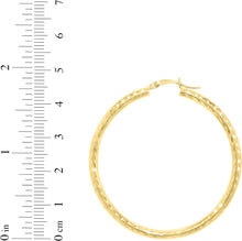 Load image into Gallery viewer, 10k Yellow Gold 3mm Diamond Cut Round Tube Hoop Earrings
