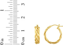 Load image into Gallery viewer, 14k Yellow Gold 15mm Weave Hoop Earrings
