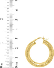 Load image into Gallery viewer, 10k Yellow Gold 5mm Diamond Cut Round Tube Hoop Earrings
