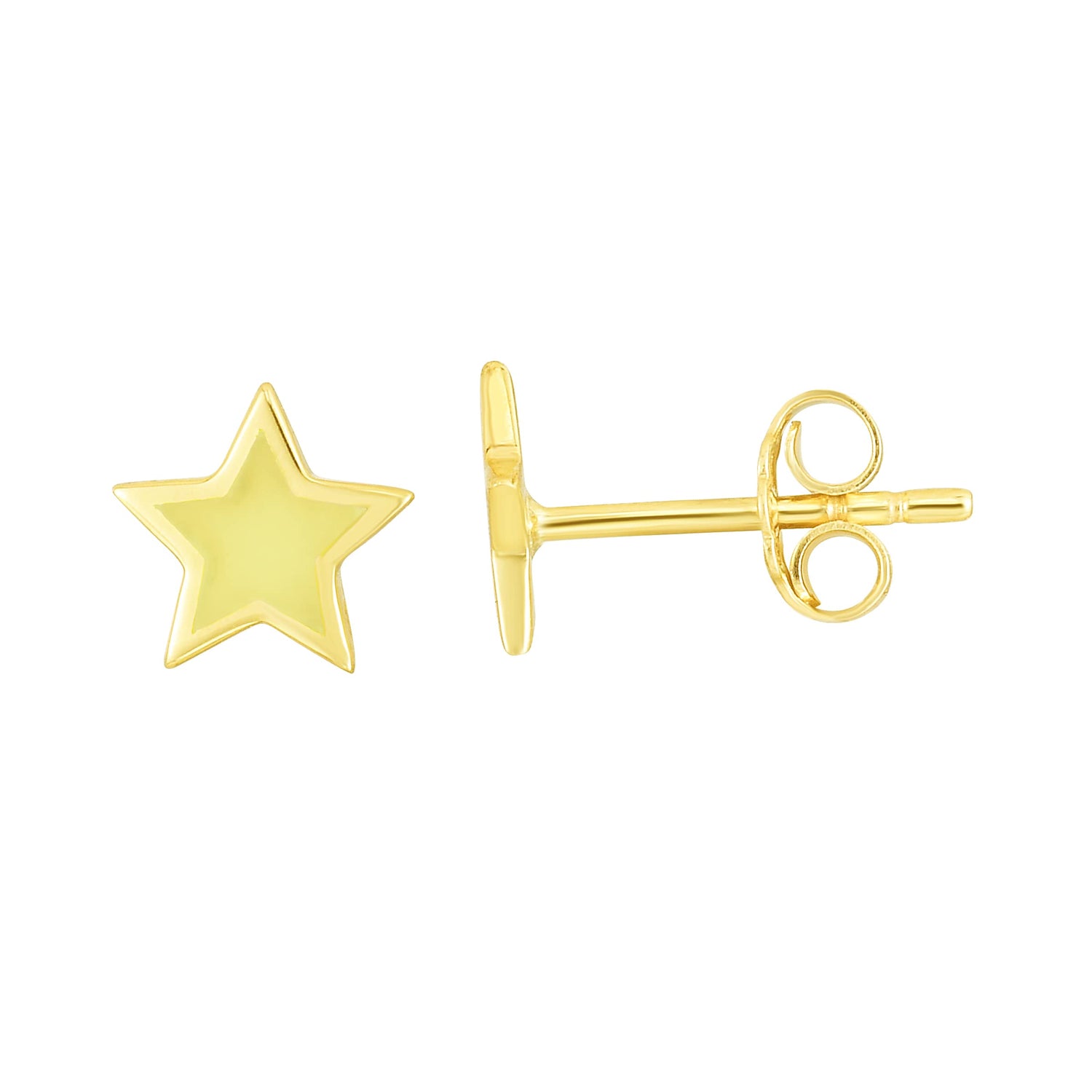 14k Yellow Gold 7.5mm High Polished Star Stud Earrings