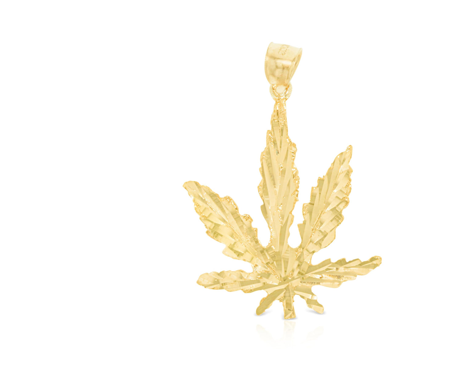 10k Yellow Gold Marijuana Weed Symbol Pendant