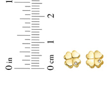 Load image into Gallery viewer, 14k Yellow Gold 7mm 0.01ct Diamond Clover Stud Earrings
