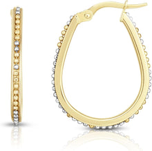 Load image into Gallery viewer, 14k Yellow Gold 24mm Bead Design Hoop Earrings
