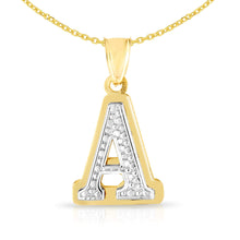 Load image into Gallery viewer, 10k Yellow Gold and White Gold 15mm 3D Alphabet Initial A Pendant
