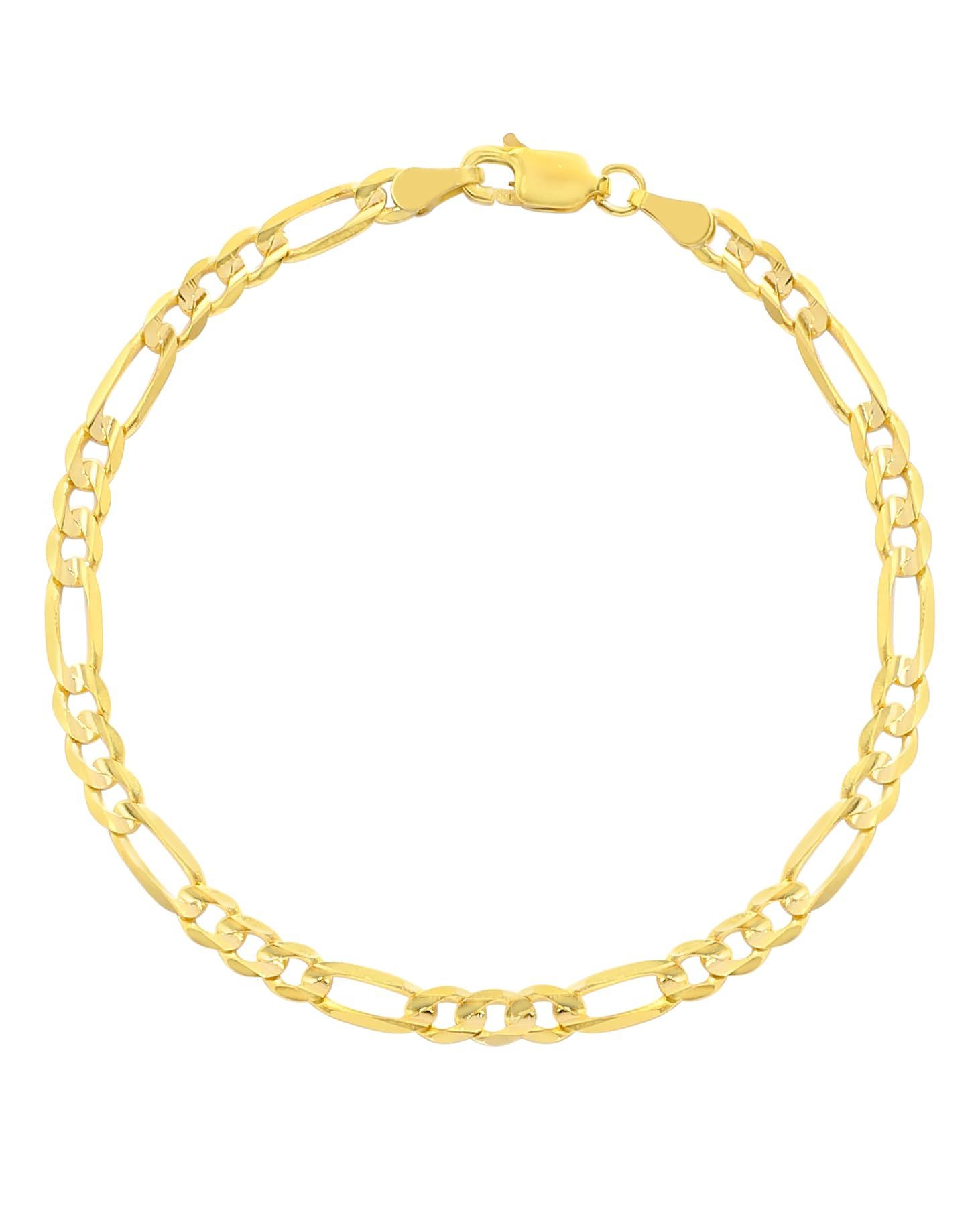 10k Yellow Gold 4mm Solid Clasic Figaro Bracelet or Anklet