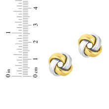 Load image into Gallery viewer, 14k Yellow Gold and White Gold 14mm Medium Polished Love Knot Stud Earrings
