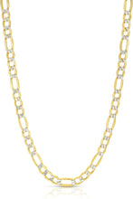 Load image into Gallery viewer, 10k Two-Tone Gold 5.5mm Lite Pave Diamond Cut Figaro Chain Link Necklace

