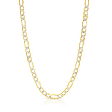 Load image into Gallery viewer, 10k Yellow Gold and White Gold 5.5mm Solid Two-Tone Figaro Chain Necklace
