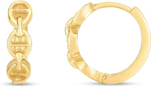 Load image into Gallery viewer, 14k Yellow Gold 12mm Oval Mariner Huggie Hoop Earrings
