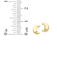 Load image into Gallery viewer, 14k Yellow Gold 7mm 0.01ct Diamond Moon Stud Earrings
