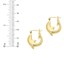 Load image into Gallery viewer, 14k Yellow Gold 32mm Dolphin Back to Back Hoop Earrings
