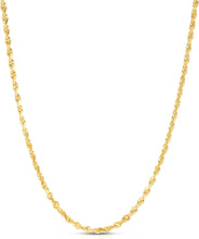 Load image into Gallery viewer, 10k Yellow Gold 3mm Solid Diamond Cut Rope Chain Necklace
