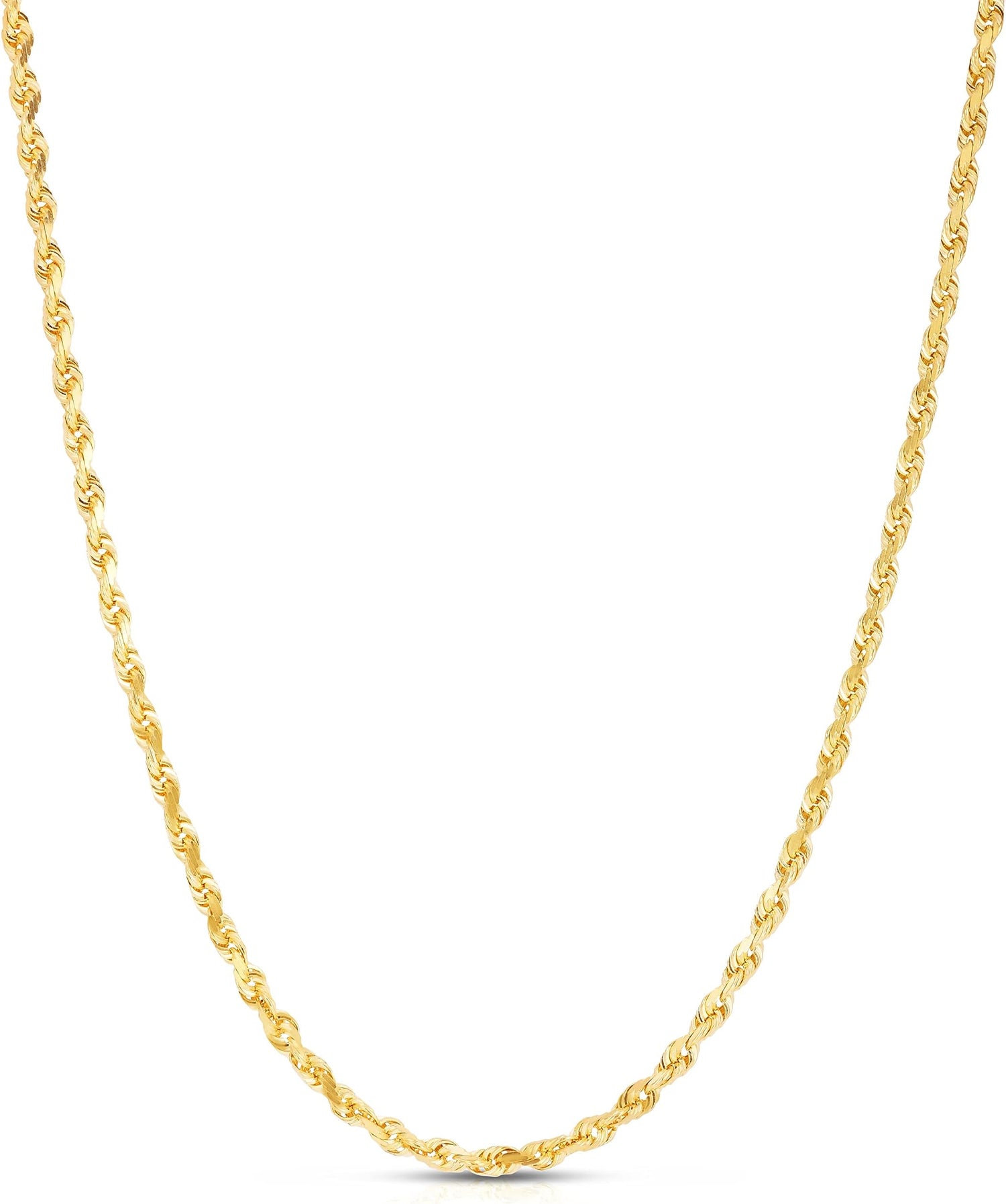 10k Yellow Gold 3mm Solid Diamond Cut Rope Chain Necklace