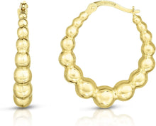 Load image into Gallery viewer, 14k Yellow Gold 27mm Graduated Puffy Bead Hoop Earrings
