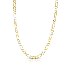 Load image into Gallery viewer, 10k Yellow Gold and White Gold 2.5mm Solid Two-Tone Figaro Chain Necklace
