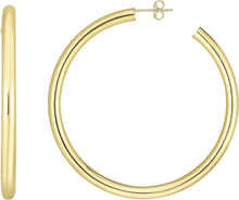 Load image into Gallery viewer, 14k Yellow Gold 4mm x 30mm High Polish Open C Hoop Earrings
