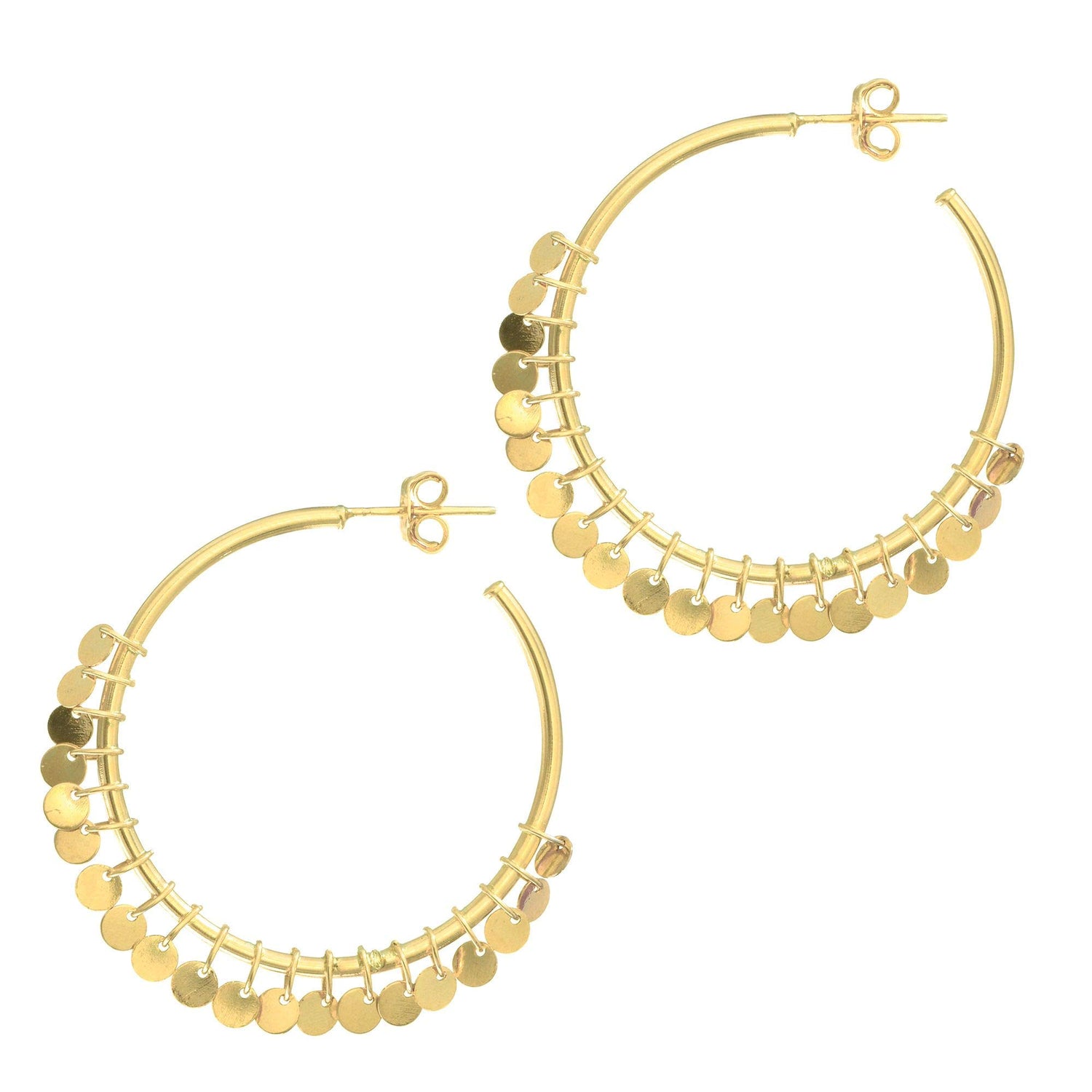 14k Yellow Gold 30mm Flora Hoop Earrings