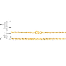 Load image into Gallery viewer, 10k Yellow Gold 3mm Solid Diamond Cut Rope Chain Necklace
