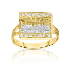 Load image into Gallery viewer, 10k Yellow Gold and White Gold Last Supper Square CZ Ring
