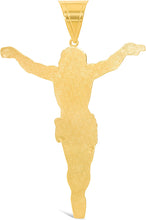 Load image into Gallery viewer, 10k Yellow Gold and White Gold Crucifix of Jesus Christ Pendant with Optional Adjustable Rope Chain Necklace
